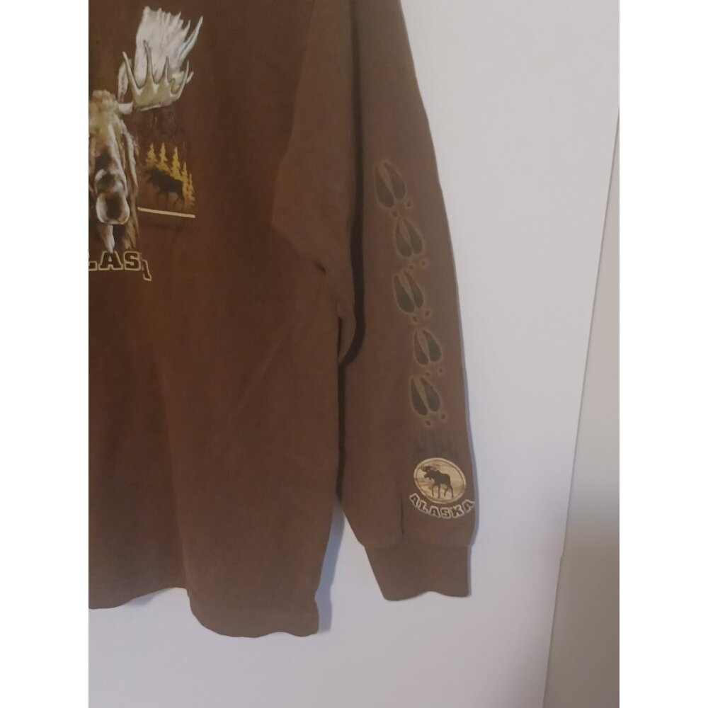 Vintage Alstyle Apparel & Activewear  Alaska Long sleeve Brown Shirt Size Small - Picture 3 of 5